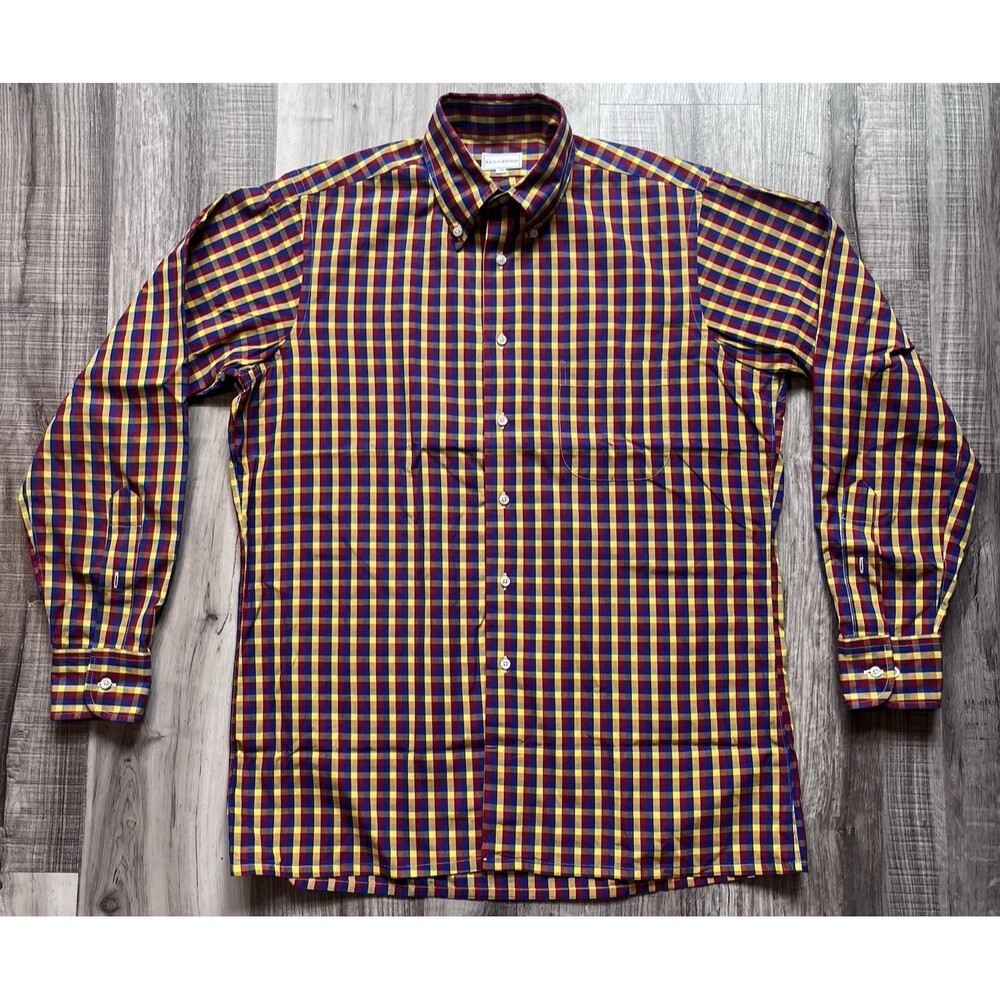 Maus & Hoffman Shirt Mens M Vibrant Plaid Long Sleeve Button Up Cotton USA